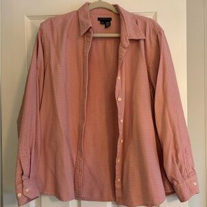 Lands' End Men's Casual Pink Plaid Shirt